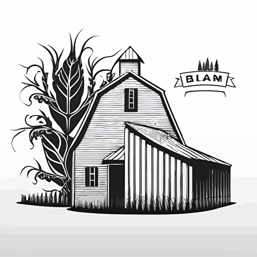 line drawing blazon, minimalistic, iowa barn, corn, Vector