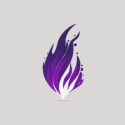 minimalist, logo, flat, small flame, white background, purple, vector, no shadows
