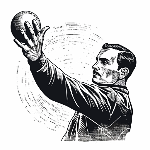 black and white vector illustration of a man throwing shotput
