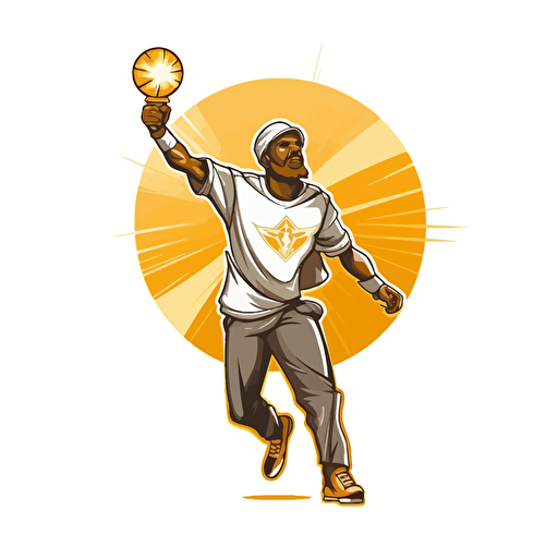 2d vector icon. Football Hooligan holding a golden flare White Background.
