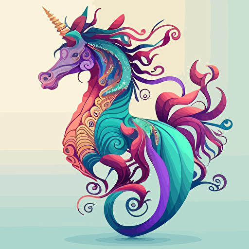 disney-style vector of a unicorn seahorse