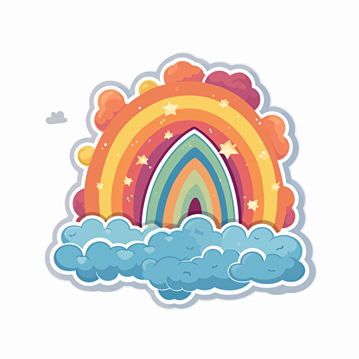 rainbow with clouds below disney vector flat 2d cartoon illustration sticker