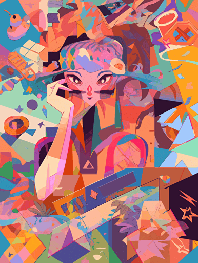 Postmodernism, traditional culture, mechanical design, soul music, three-dimensional collage, American handicrafts,vector ,2d illustrator,