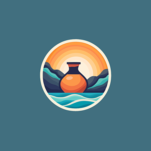 logo minimal, simple logo, tourism, cultural, vector, mosaic style, Greek amphora, tourism company, no detail,