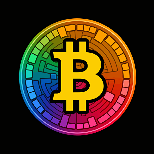 simple btc image, using only maximum of 9 colours, must include btc logo colour, vector art