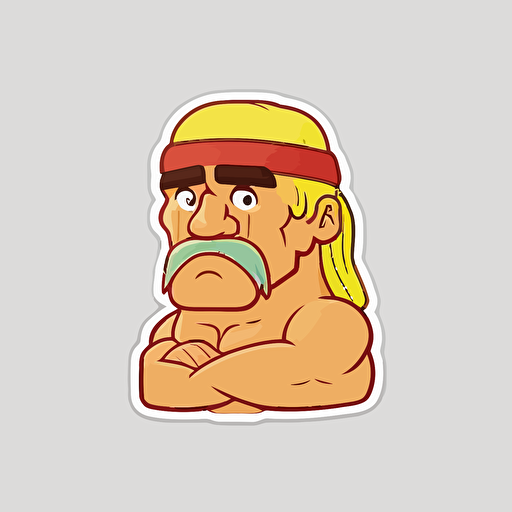 Hulk hogan, Sticker, Lovely, Warm Colors, Chibi, Contour, Vector, White Background, Detailed