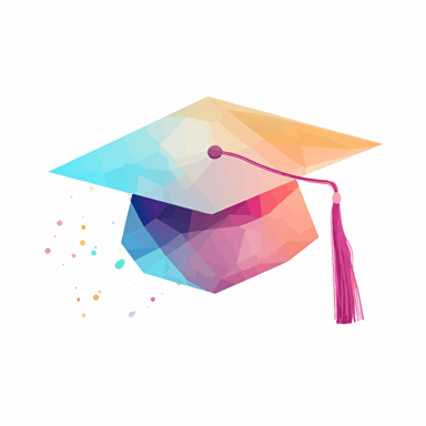 graduation cap, pastel, photoshop, vector style, behance, white background