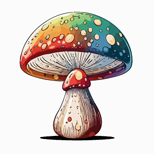 handdrawn mushroom, vector art, morandi colours, isolated white background