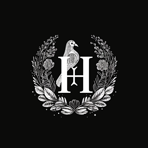 company name “H”, logo, vector, minimal, black and white.