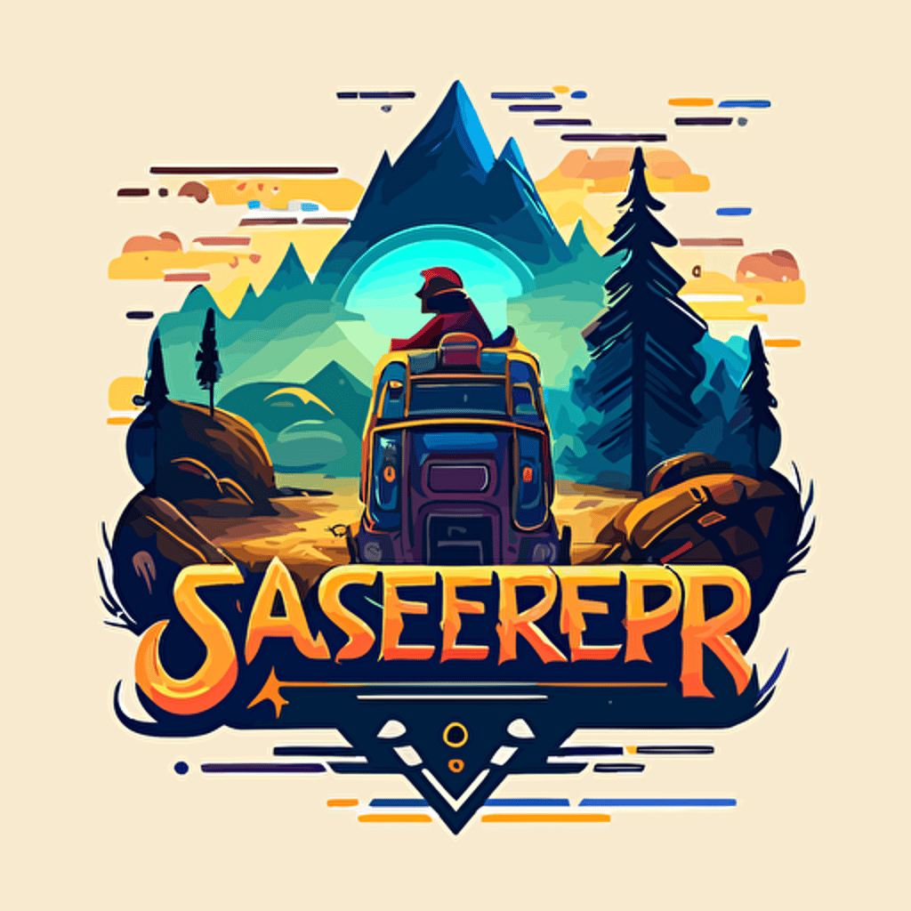 logotype. a seeker's journey. vector, game design, flat colors