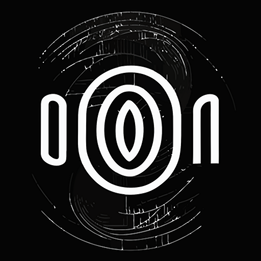 simple iconic logo made with the letters O S M I Q E, white vector on black background