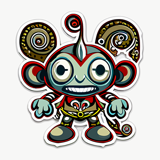 Brutus buckeye, Sticker, Playful, Tertiary Color, Folk Art, Contour, Vector, White Background, Detailed