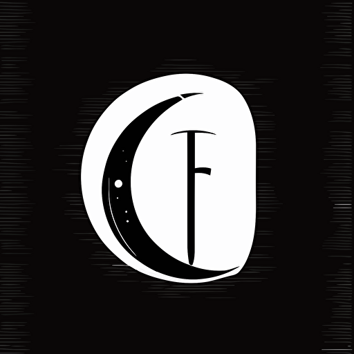 lettermark of letter F, Raleway latin font, half moon logo, vector, simple