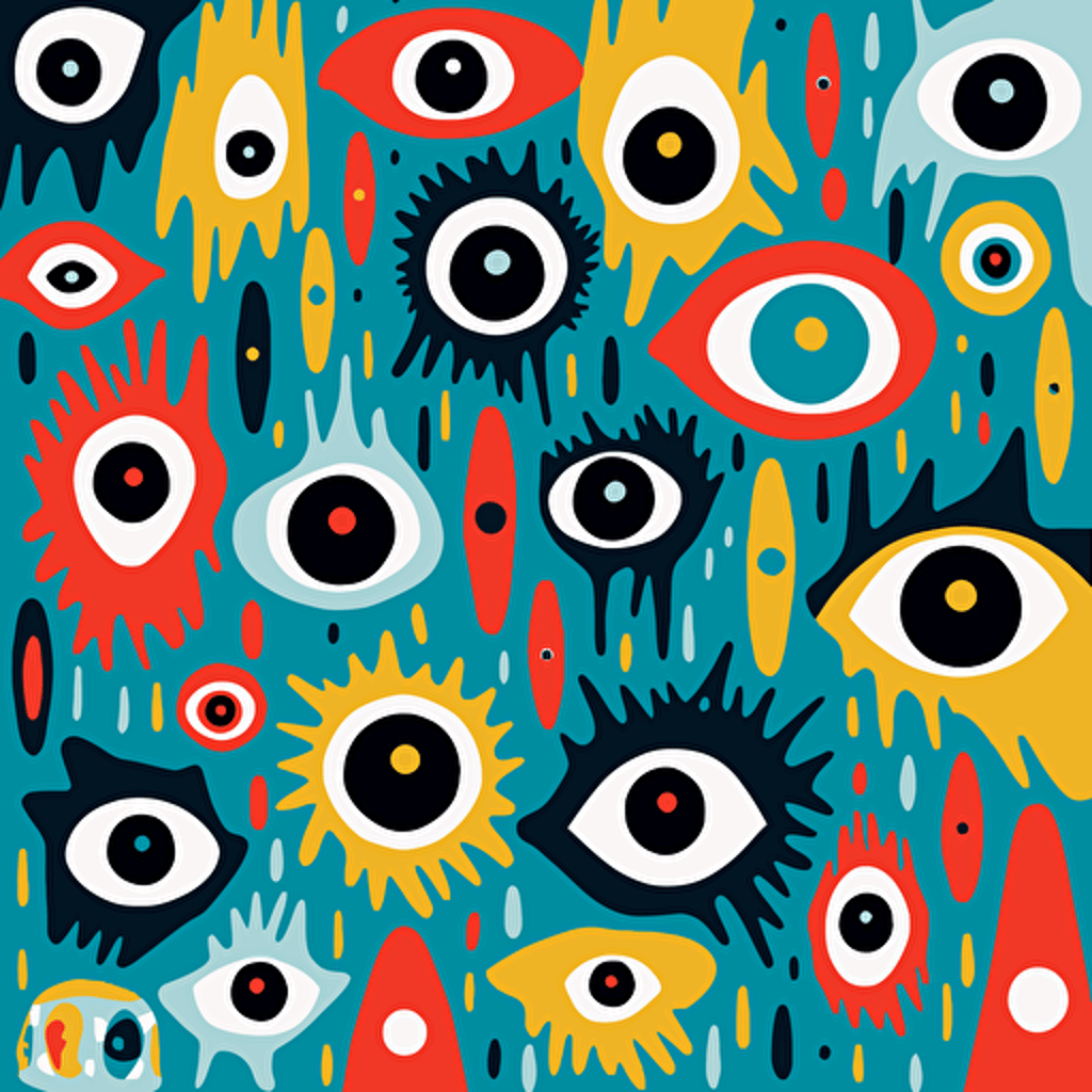 pattern of eyes by tim lahan, 2d vector art, flat colors