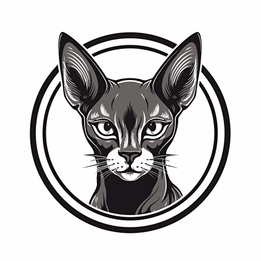 create logo of a abyssinian cat, black and white, vector,