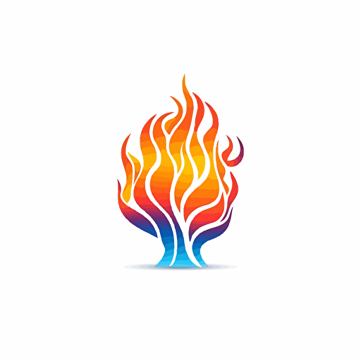 vector style illustration, stylised logo of a brain on fire, on white background