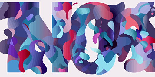 the number 4 vector art design milk. plain background. the palette is a lot of purple with little blue and little green.