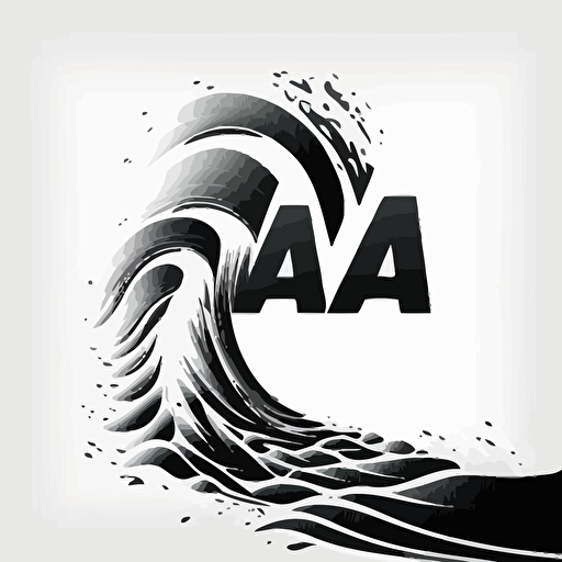 a wave, letters "AI", logo style, vector, black on white, flat, stencil