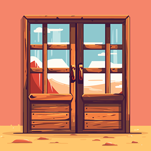 flat vector illustration of a western window and door