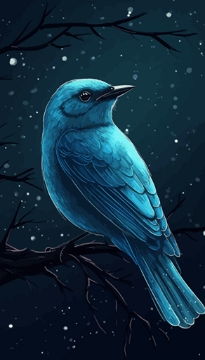 a drawing of a blue bird with stars around it, vector art by Muggur, featured on deviantart, auto-destructive art, flat shading, shiny, official art