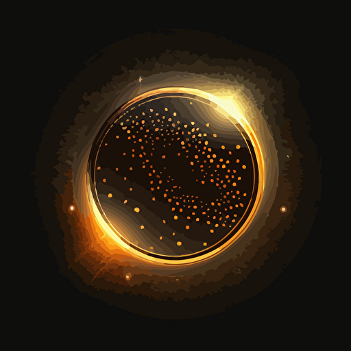Gold coin icon. Magical glowing around. Edge view. Bright and voluminous, vector. Black background