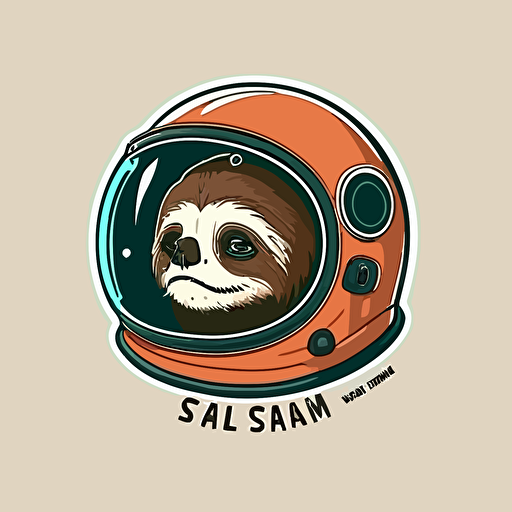 2d logo, flat illustration, simple, clean, vector illustration, logo, sloth head wearing astronaut helmet. v5