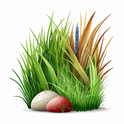 grass patches, vector art, morandi colours, isolated white background