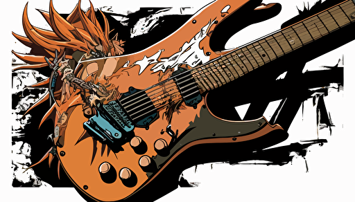 guitar,no background,anime style,comic,vector,