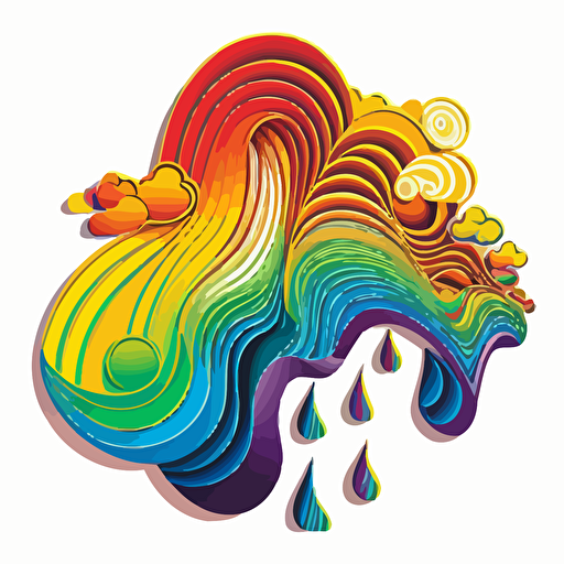 gay rainbow, Sticker, Lovely, Tertiary Color, Algorithmic art, Contour, Vector, White Background, Detailed