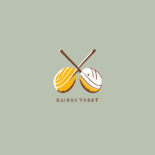 simple minimalist logo design that includes two putter golf clubs crossed and a croissant. Vector. Clean background