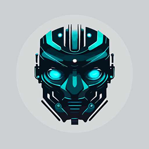 vector tech company logo of front face of a futuristic robot face looking forward but very simple and minimalistic hyper minimalistic and professional