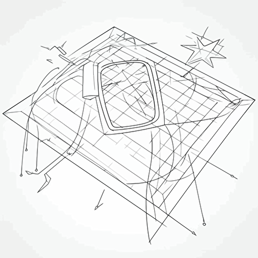 vector 3 dimensional TIkTOk logo blueprint drawing on simple white background