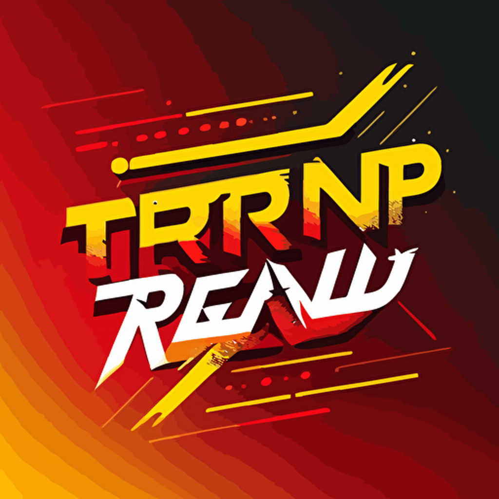create a vector based text logo for a company named "TREND" but write the R backwards, using red and yellow as the colors