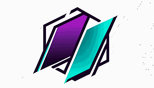 abstract vector minimalist logo , cartoon style, geometric, shadecell style for a machine learning and ai company, cyan and purple with white background