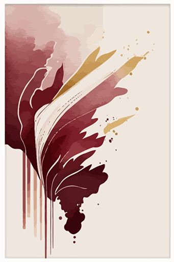 burgundy and beige abstract watercolour, minimalist, vector, contour