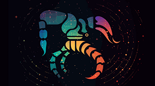 scorpio, spiritual, geometric, vector, flat design, minimalism. rgb, gradient