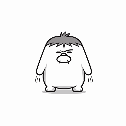 Chubby Chewbacca, illustration, looking at the camera, minimal, outline strokes only, black and white, logo, vector, minimalistic, white background