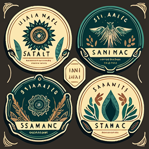 shamanic herbal labels for salves, flat, vector