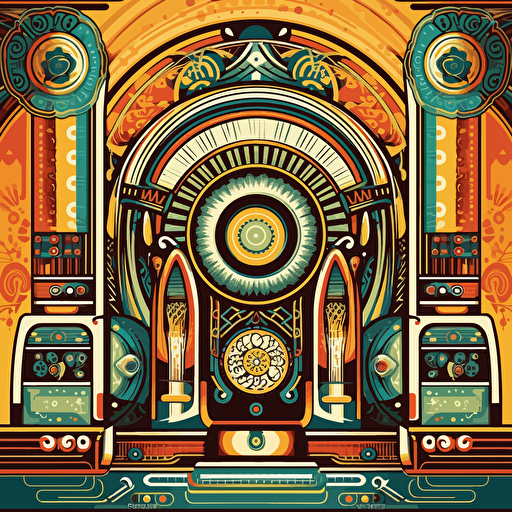 symmetry background image , 70's funk , juke box , poster design , groovy , high detailed , nopeople , vector art