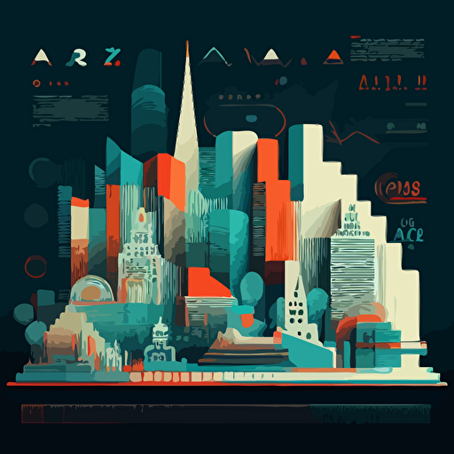 ai cognitive, vector, simply style, chart, architecture style, composite,