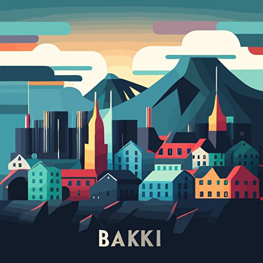 a vector illustration of reykjavik skyline