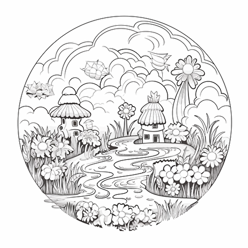 2d illustration, simple vector lovely coloring page