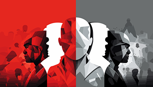 subtle Background image for a Power Point Presentation in 2 color vector style red grey depciting teamwork, diversity, and cooperation