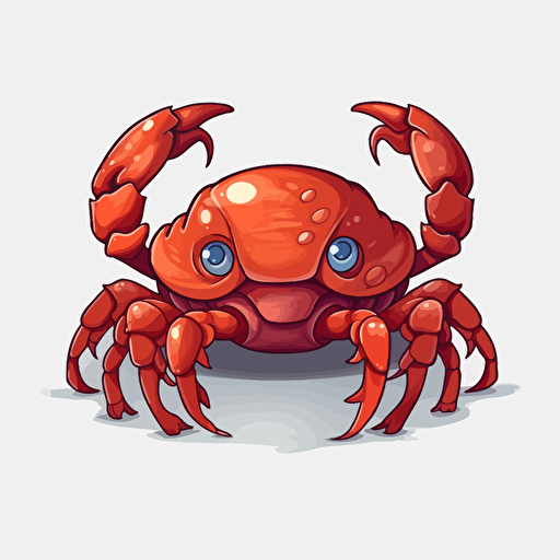 crab, detailed, cartoon style, 2d clipart vector, creative and imaginative, floral, hd, white background