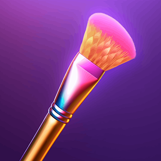 Makeup brush, big brush, pink purple, golden body, 2d game art, vector illustration