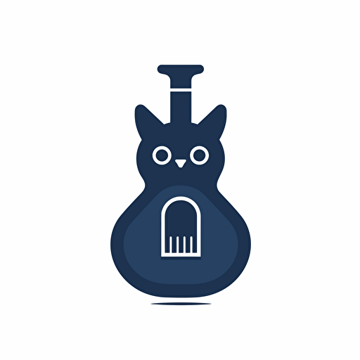 a vector line icon, black, simple, Russian blue cat, guitar, blend, abstract
