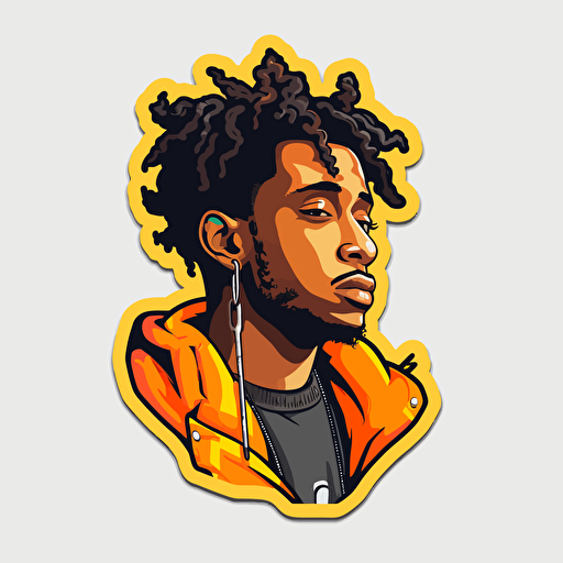 juicewrld music artist , Sticker, chill, warm colours, contour, vector, white background