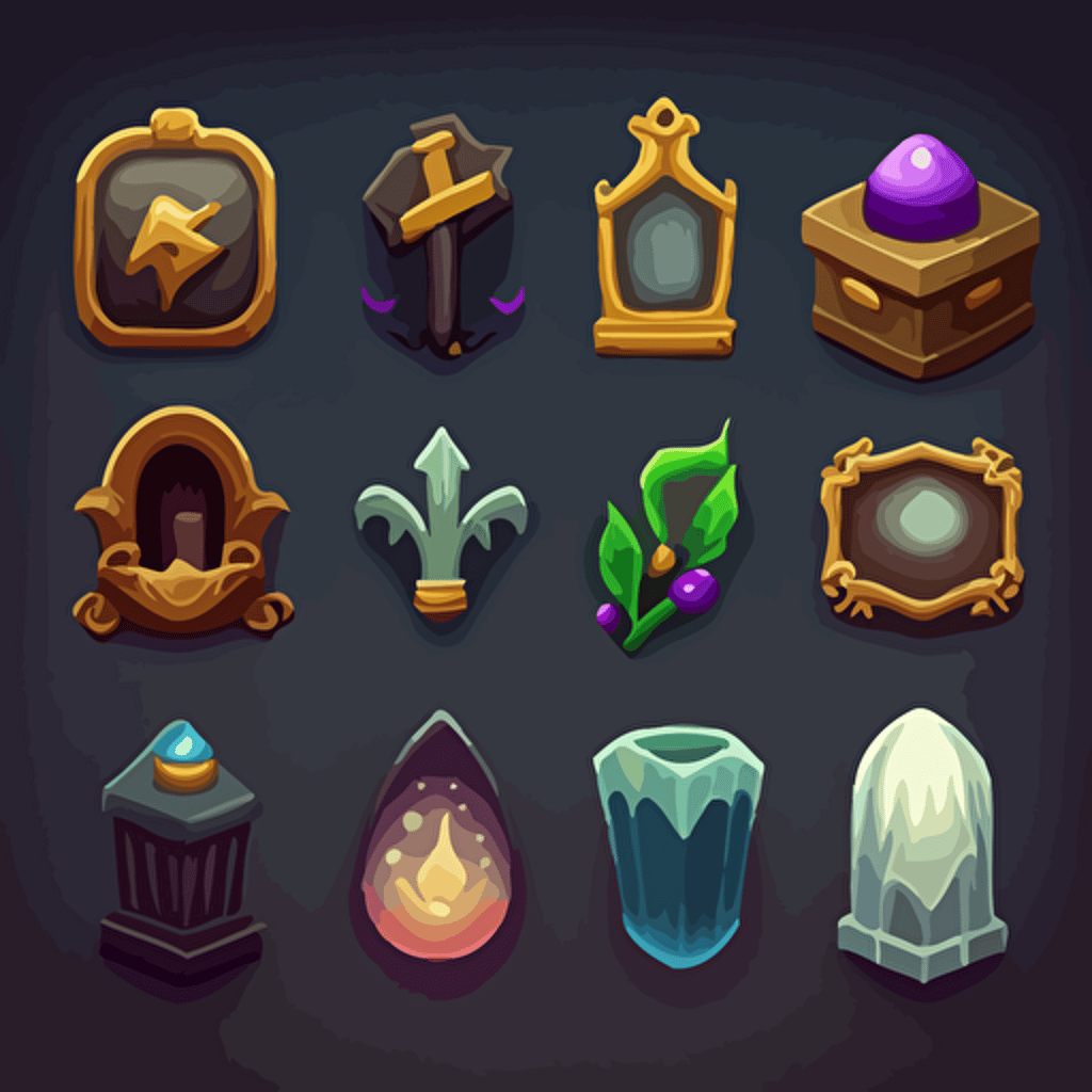 marco para avatares, closed, icon, hand painted, vectorial, design sheets for a game