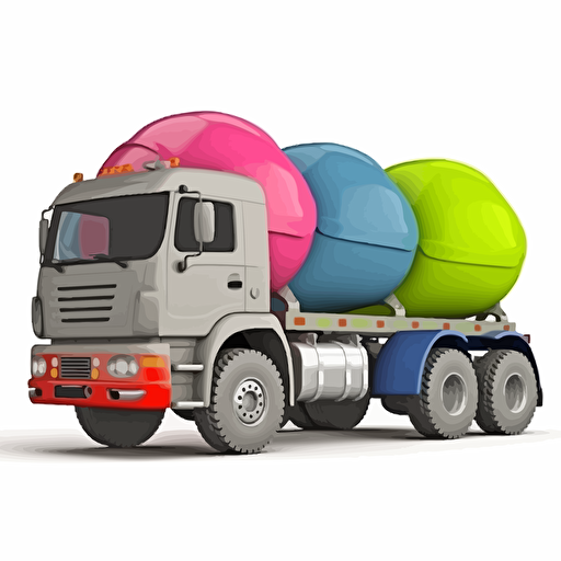 concrete mixer truck with barrel, vivd colors, vector