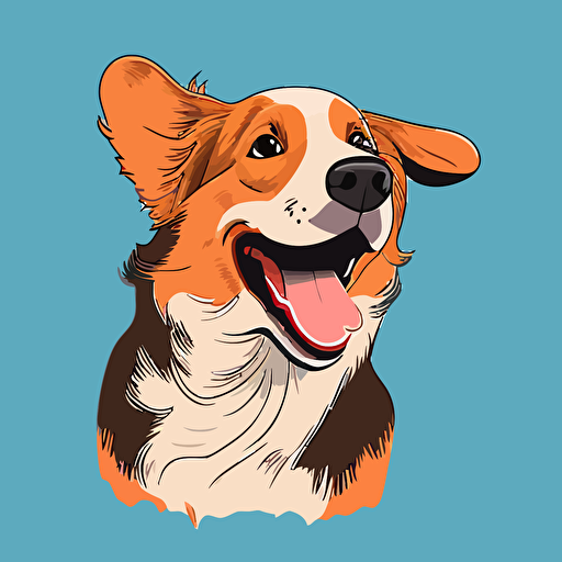 happy dog cartoon, digital rendering, avatar image, simple clean vector